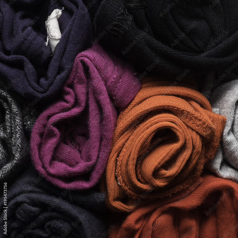 Patterns formed by many different shirts