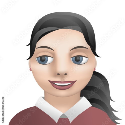 Avatar woman face smiling, vector