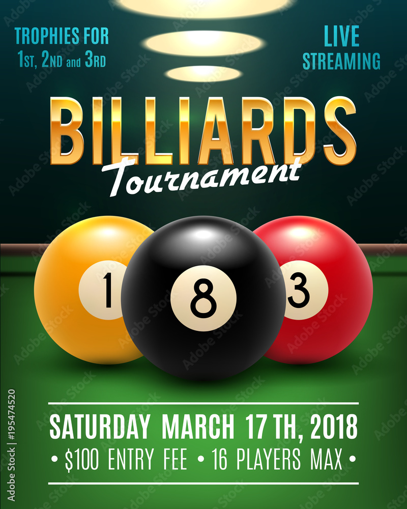Pool billiards vector tournament poster Stock Vector Adobe Stock
