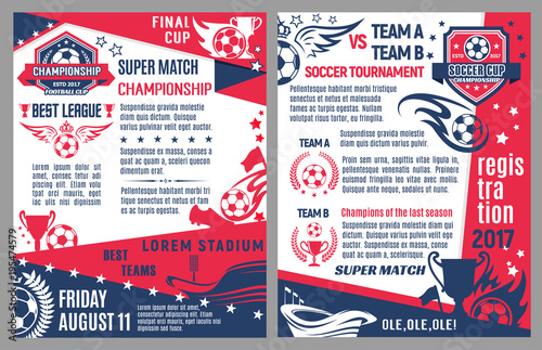Vector soccer football match tournament poster