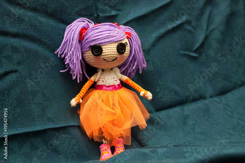 Fotografia, Obraz Knitted handmade doll