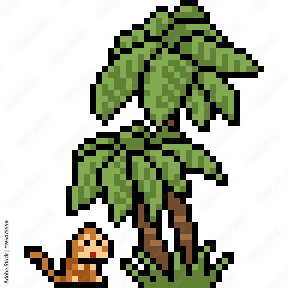 vector pixel art monkey palm tree vector pixel art monkey palm tree