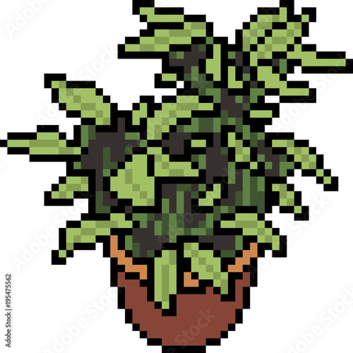 vector pixel art plant pot