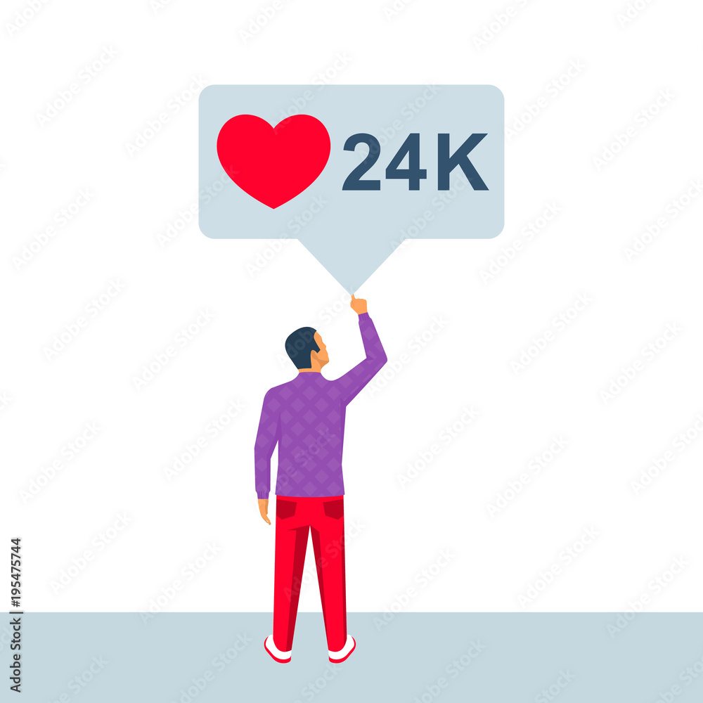 Social media bubble. Young man in a social network. Friends likes and comments. Vector illustration flat design. Isolated on white background. Microblogging concept. Lifestyle modern. Social media bubble. Young man in a social network. Friends likes and comments. Vector illustration flat design. Isolated on white background. Microblogging concept. Lifestyle modern.