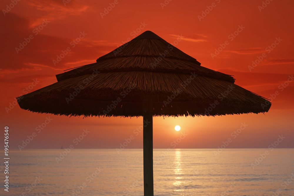 beach umbrella in Corsica coast