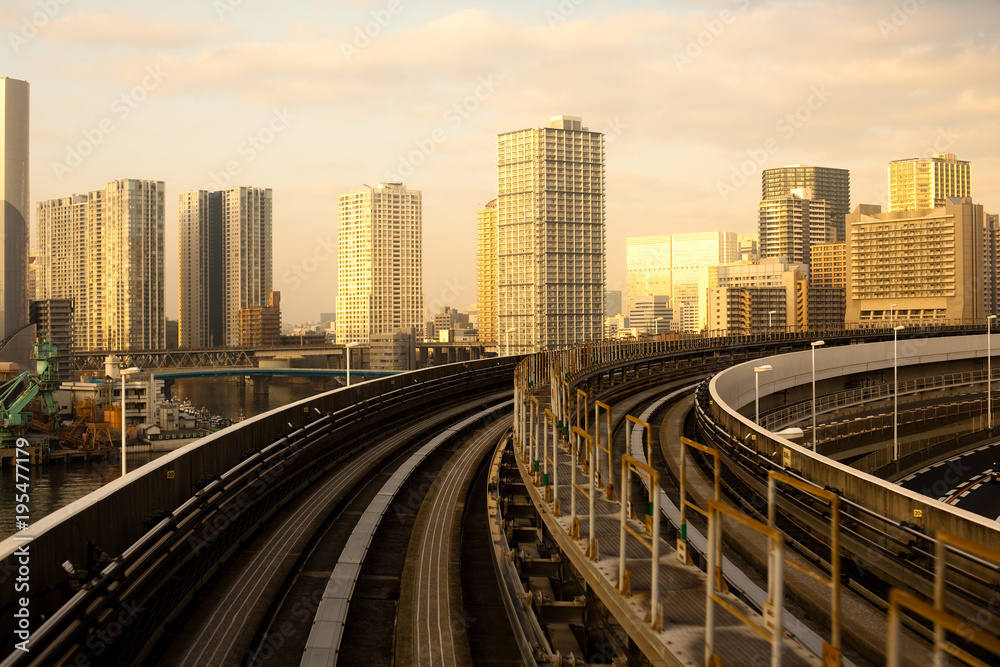 Yurikamome elevated train line, Tokyo, Kanto Region, Honshu, Japan