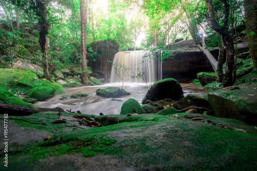 Fototapeta Naklejka Na Ścianę i Meble -  Landscape photo,Waterfall in Phu kradueng national park, beautiful waterfall in Thailand