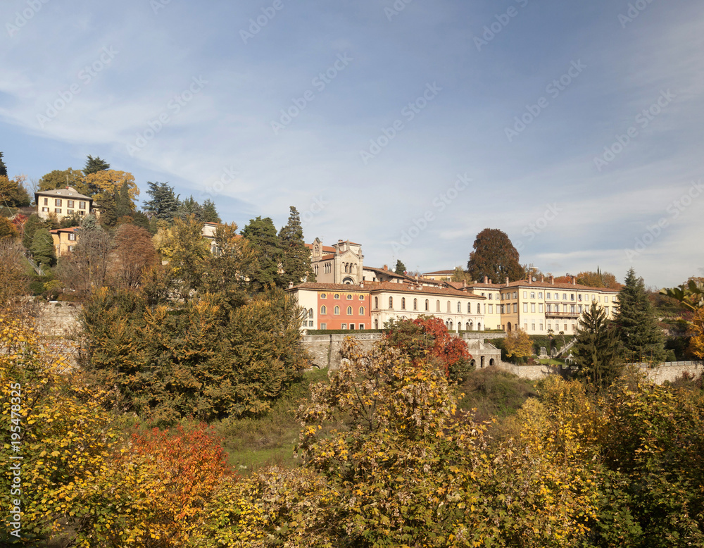 City and mountain view, Citta Alta, Bergamo, Italy.