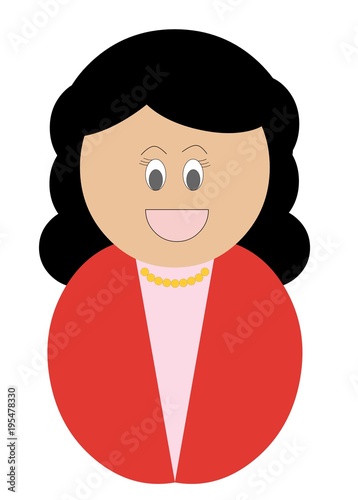 Mulher branca com cabelo comprido e roupa vermelha photo