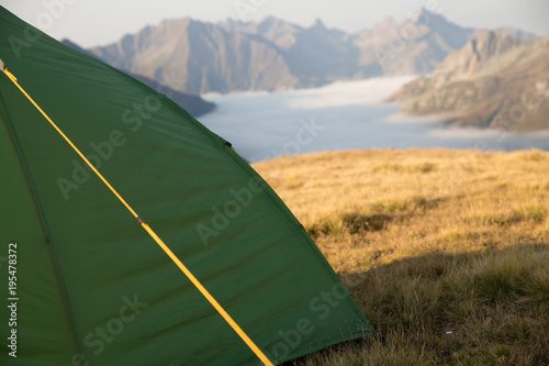 campaign to mountains with a tent  