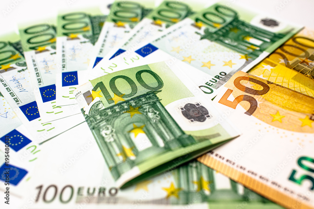 Euro banknotes close up. Several hundred euro banknotes Euro banknotes close up. Several hundred euro banknotes