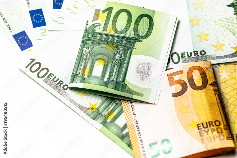 Euro banknotes close up. Several hundred euro banknotes Euro banknotes close up. Several hundred euro banknotes