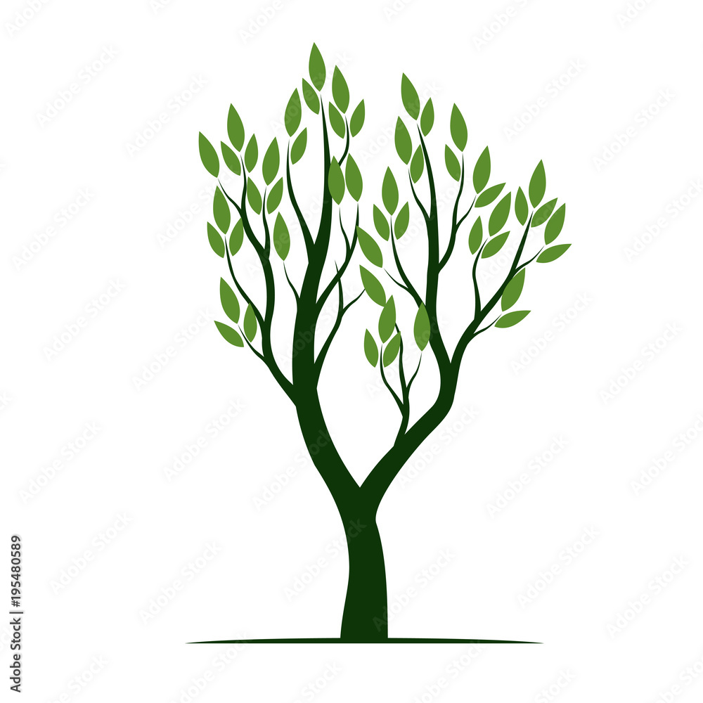 Green Spring Tree with Leaves. Vector Illustration. Green Spring Tree with Leaves. Vector Illustration.