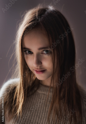 portraits of a young and beautiful girl in the Studio