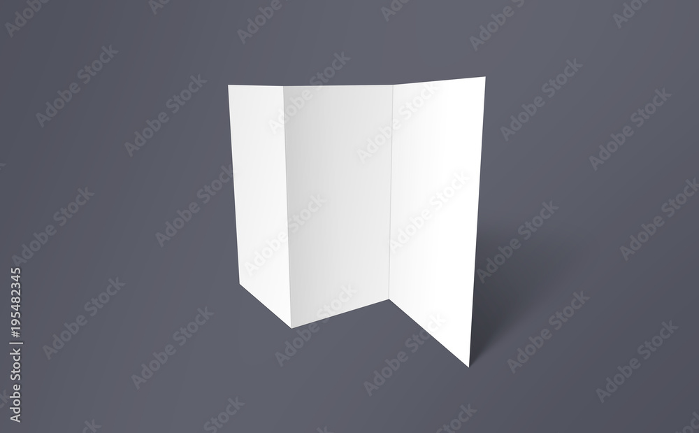 Tri-fold brochure mock-up. Blank brochure white template paper on background. Three fold paper brochure for your design. Tri-fold brochure mock-up. Blank brochure white template paper on background. Three fold paper brochure for your design.