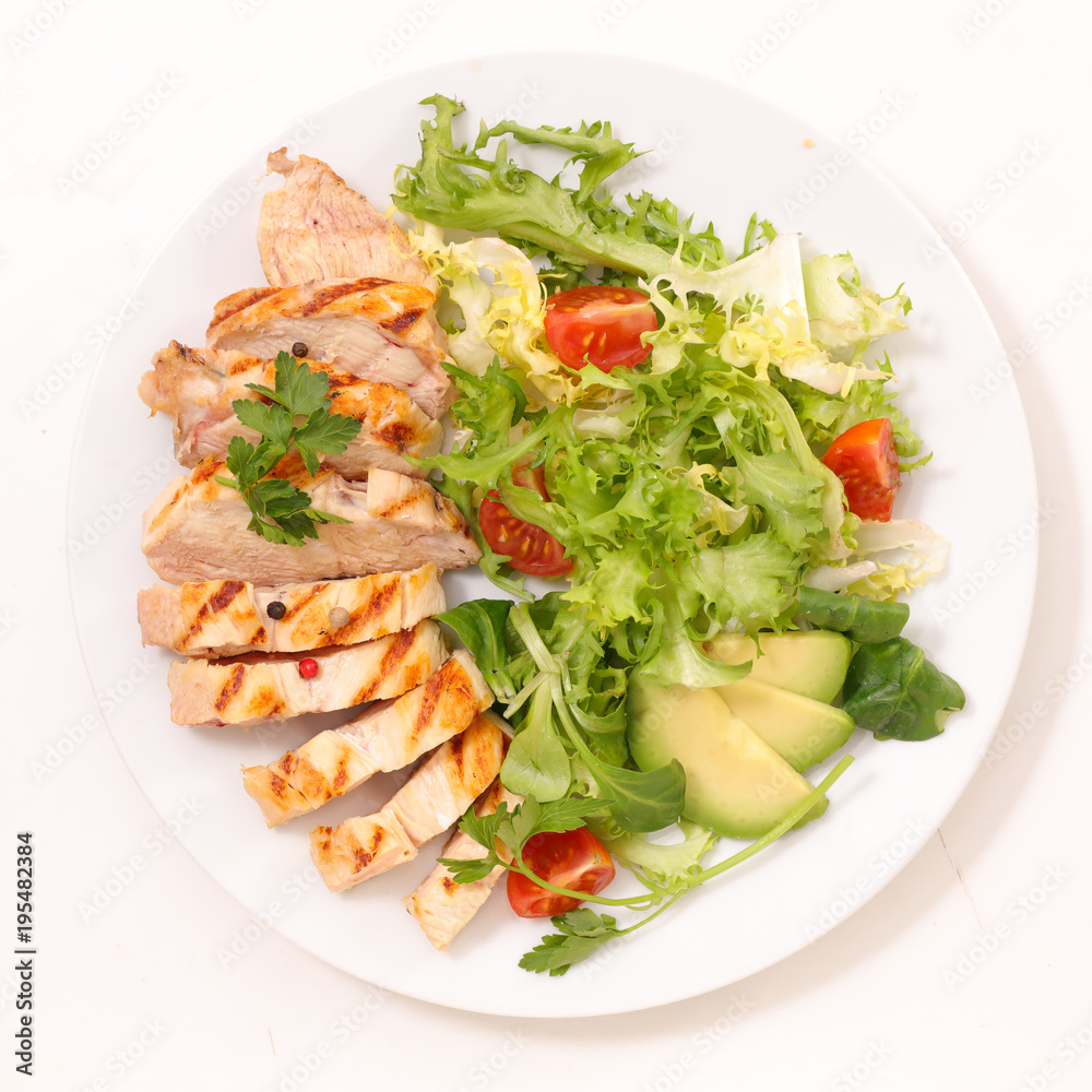 grilled chicken sliced and salad grilled chicken sliced and salad