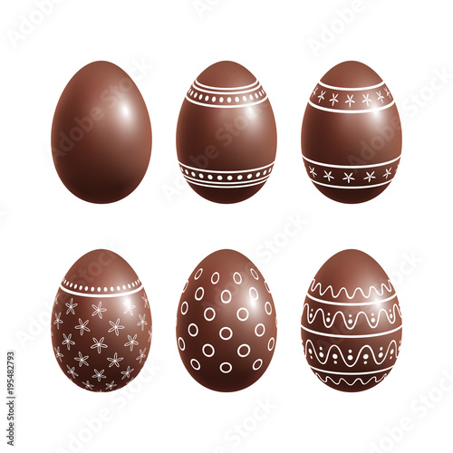 Collection of chocolate Easter eggs. Vector eps 10