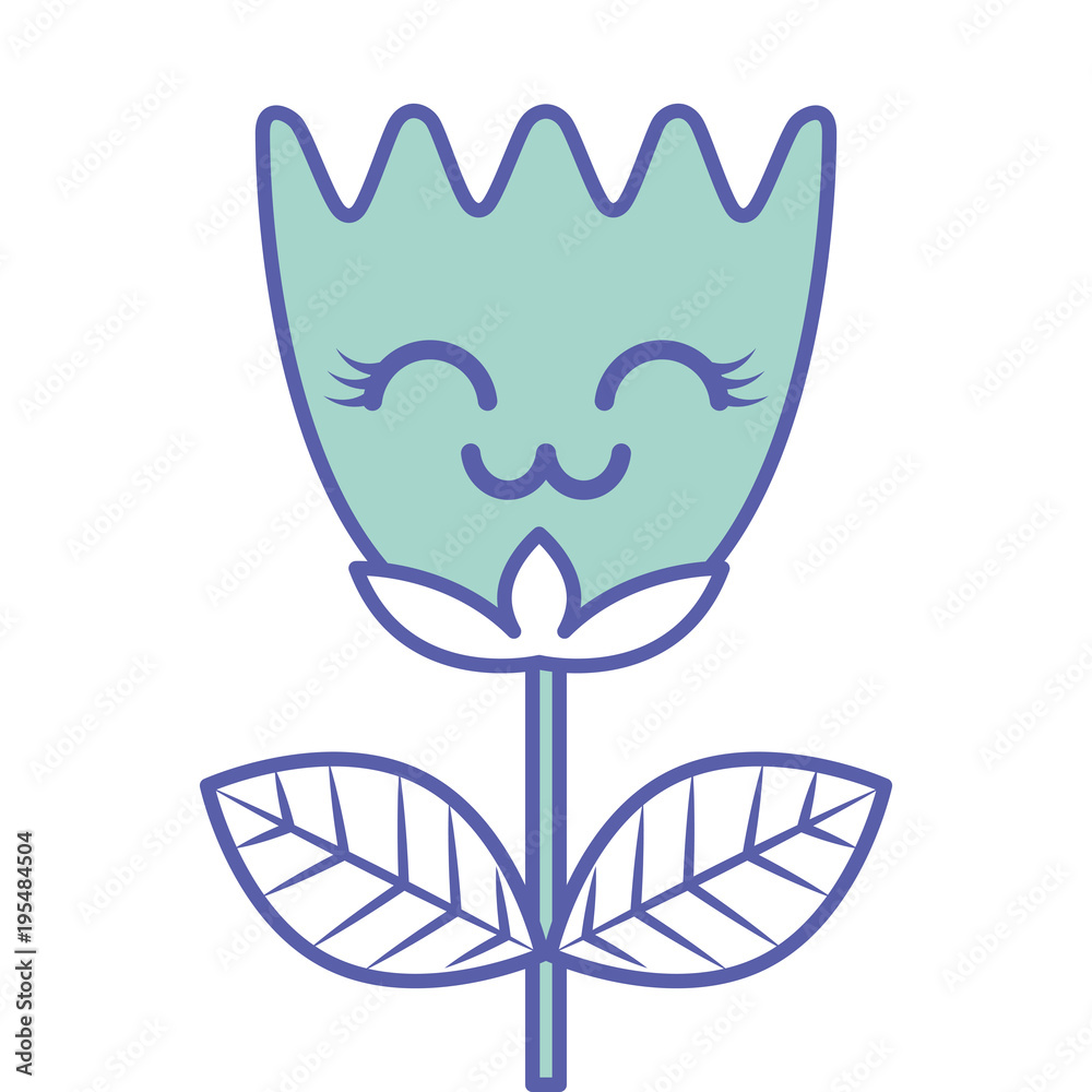 kawaii flower tulip leaves cartoon vector illustration green pastel image kawaii flower tulip leaves cartoon vector illustration green pastel image