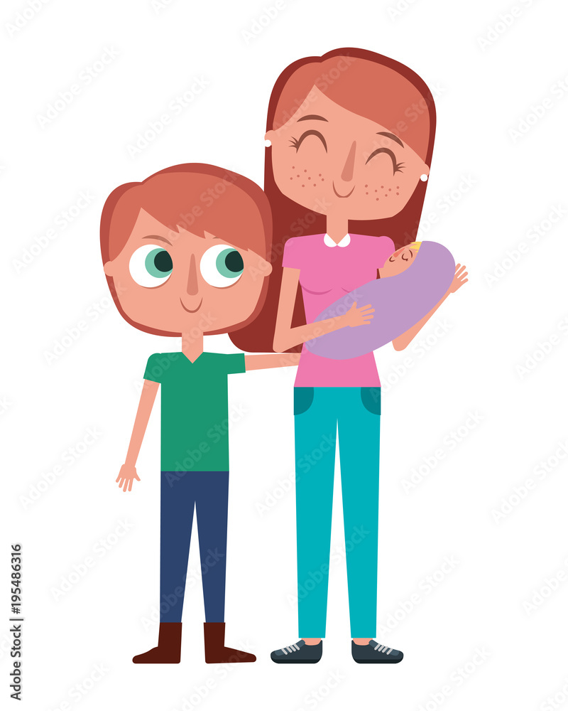 cute mother holding her baby and son child vector illustration