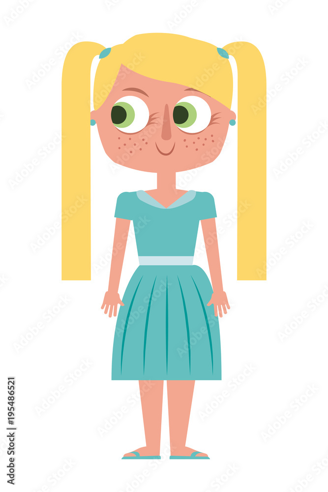 cartoon beauty cute girl daughter vector illustration