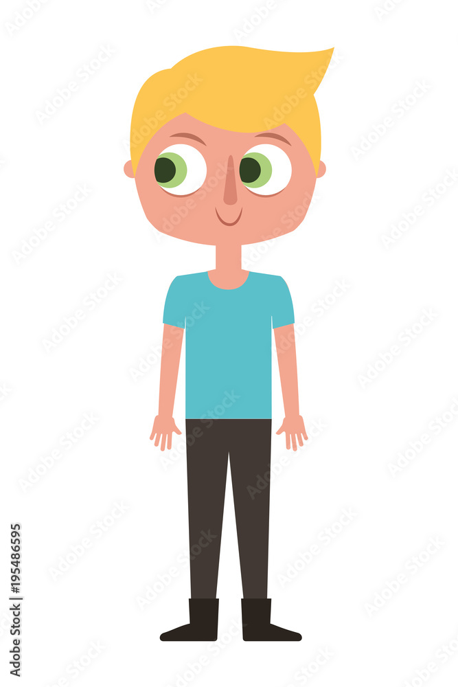 cartoon little boy is standing character vector illustration