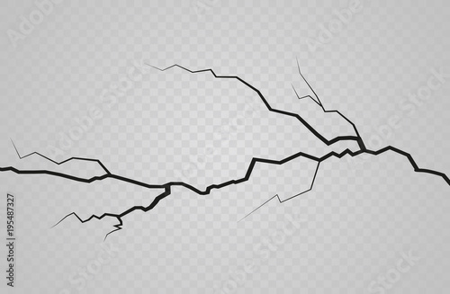 Set of vector cracks isolated on transparent background