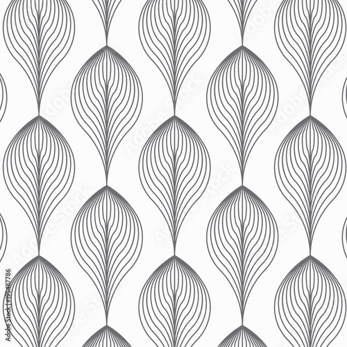 linear vector pattern, repeating linear abstract leaves on garland. pattern is on swatch panel