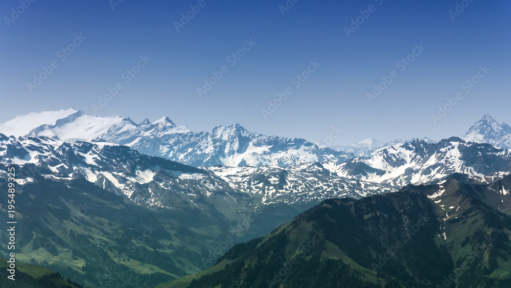 Snow Mountain Range Landscape at Alps, Switzerland