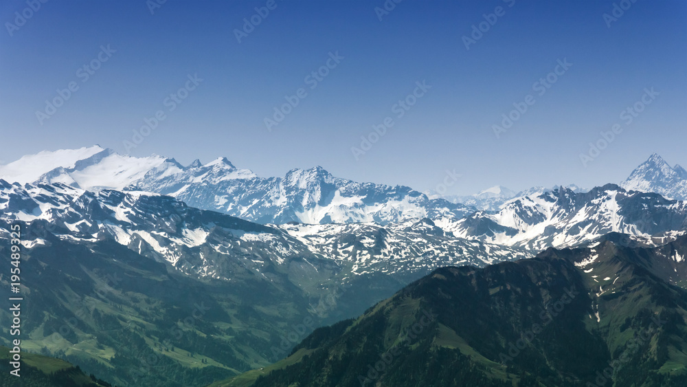 Snow Mountain Range Landscape at Alps, Switzerland Snow Mountain Range Landscape at Alps, Switzerland