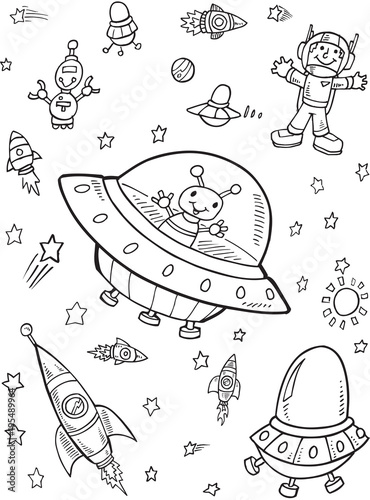 UFO Outer Space Vector Illustration Art