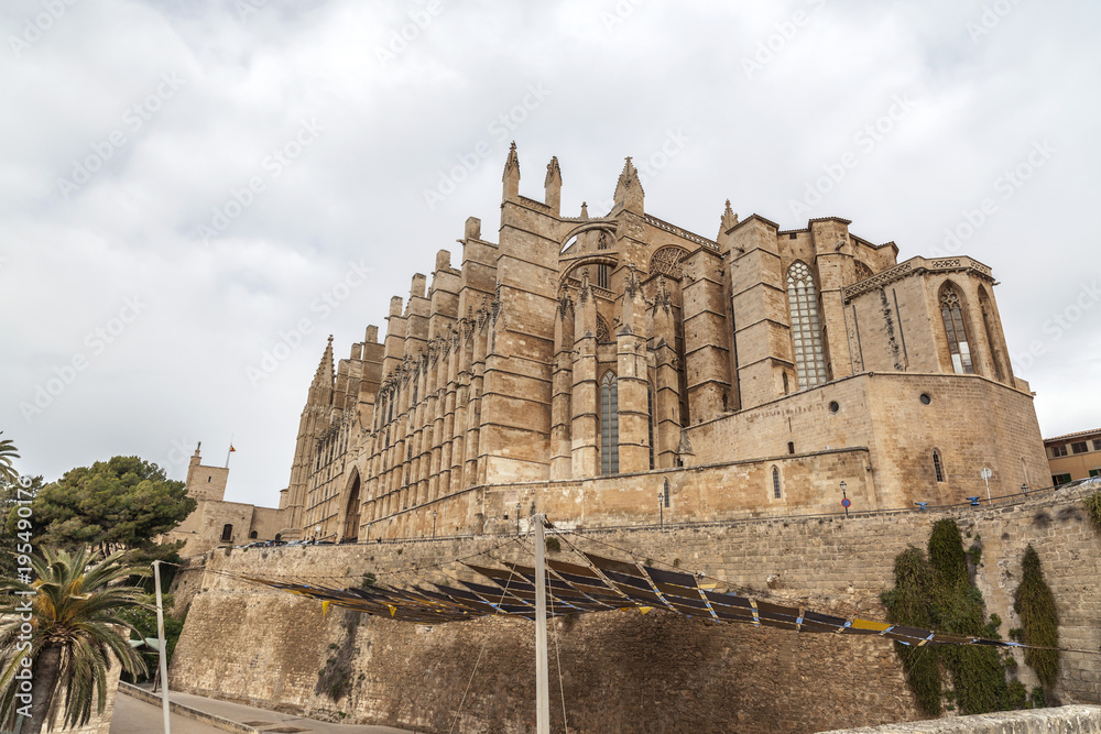  Cathedral of Santa Maria de Palma or La Seu, gothic style, Palma, Balearic Islands.