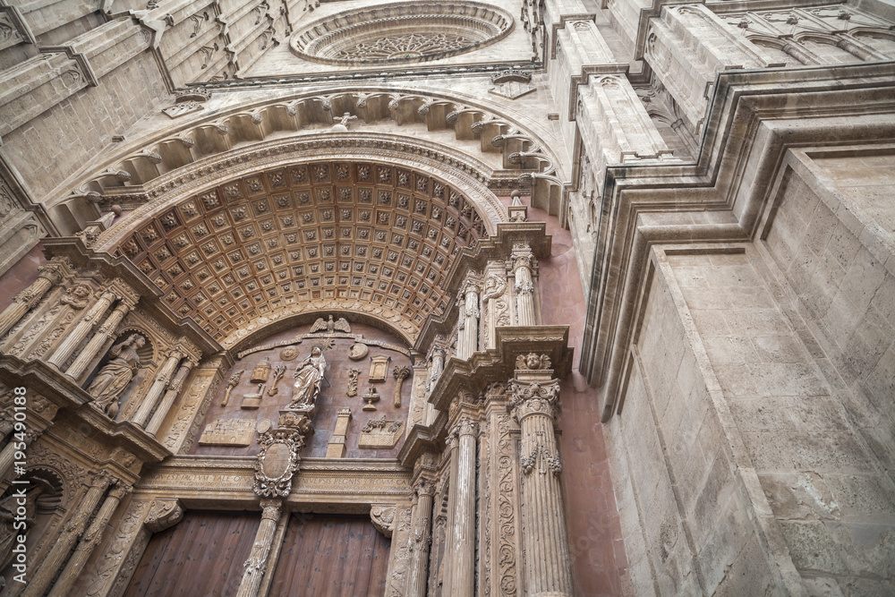 Architecture, religious building, cathedral, major portal, Portal Major, gothic style, historic center of Palma, Balearic Islands.