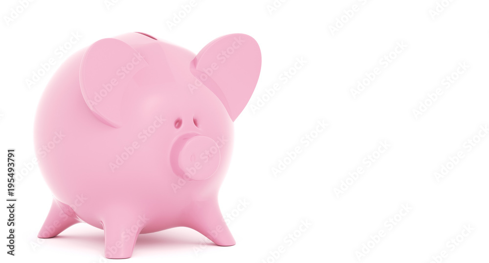 3D Rendering Of Realistic Piggy Bank On White Background