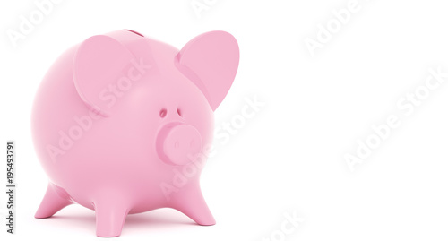 3D Rendering Of Realistic Piggy Bank On White Background