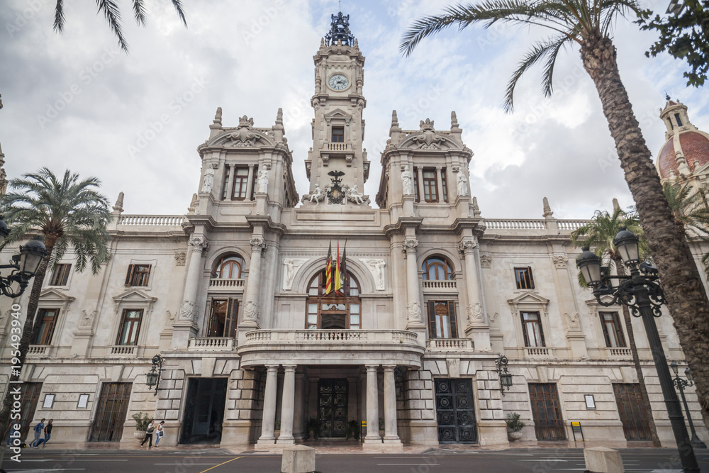Obraz premium City Hall building, Ayuntamiento, Valencia, Spain.