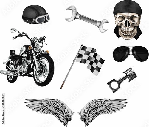 Vector set of  bikers elements.