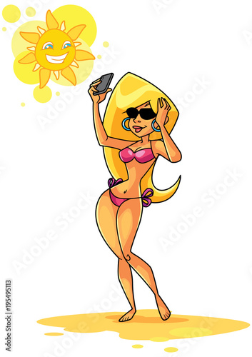 Beach Selfie Illustration
