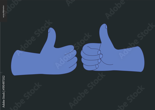 The vector illustrated set of outlined hand drawn hands with various gestures
