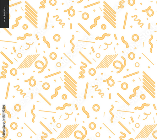 Italian restaurant set - pasta seamless pattern on the transparent background