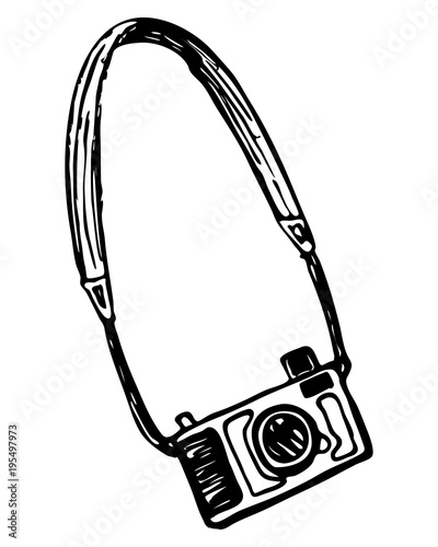 Vintage camera vector illustration draw