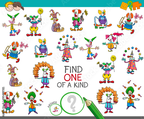 find one of a kind game with clown characters