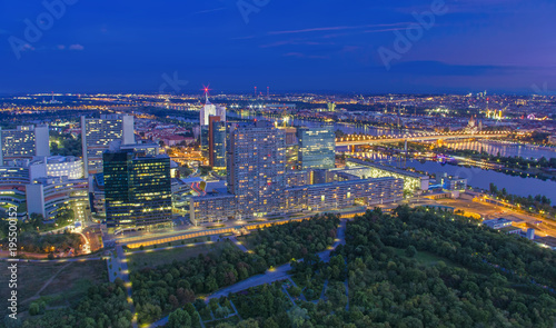 cityscape of Vienna city at night, aerial view. Austria © Ioan Panaite