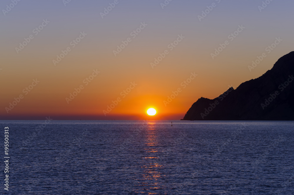 sunset on the sea, Vernazza. Italy coast