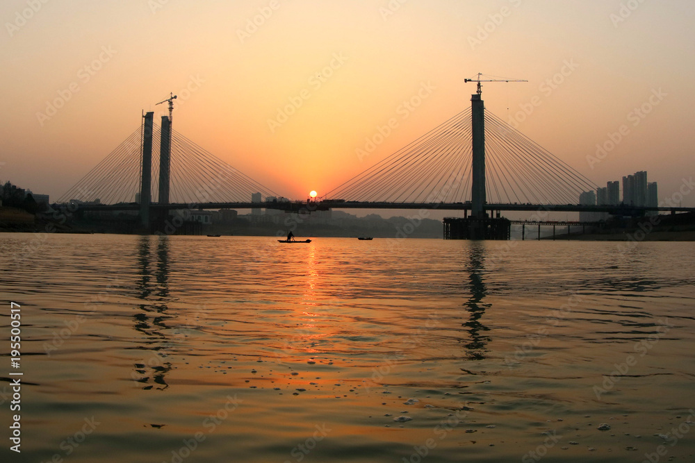 The last few meters of bridge construction. The last few meters of bridge construction.