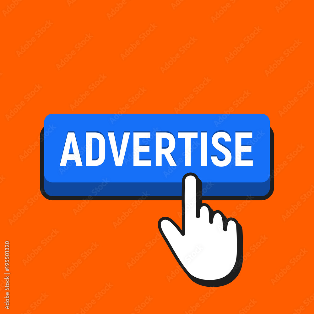 Hand Mouse Cursor Clicks the Advertise Button. Hand Mouse Cursor Clicks the Advertise Button.