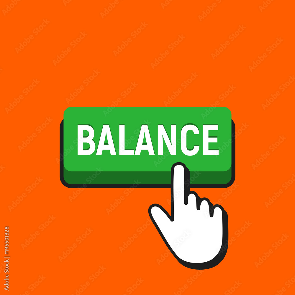 Hand Mouse Cursor Clicks the Balance Button. Hand Mouse Cursor Clicks the Balance Button.