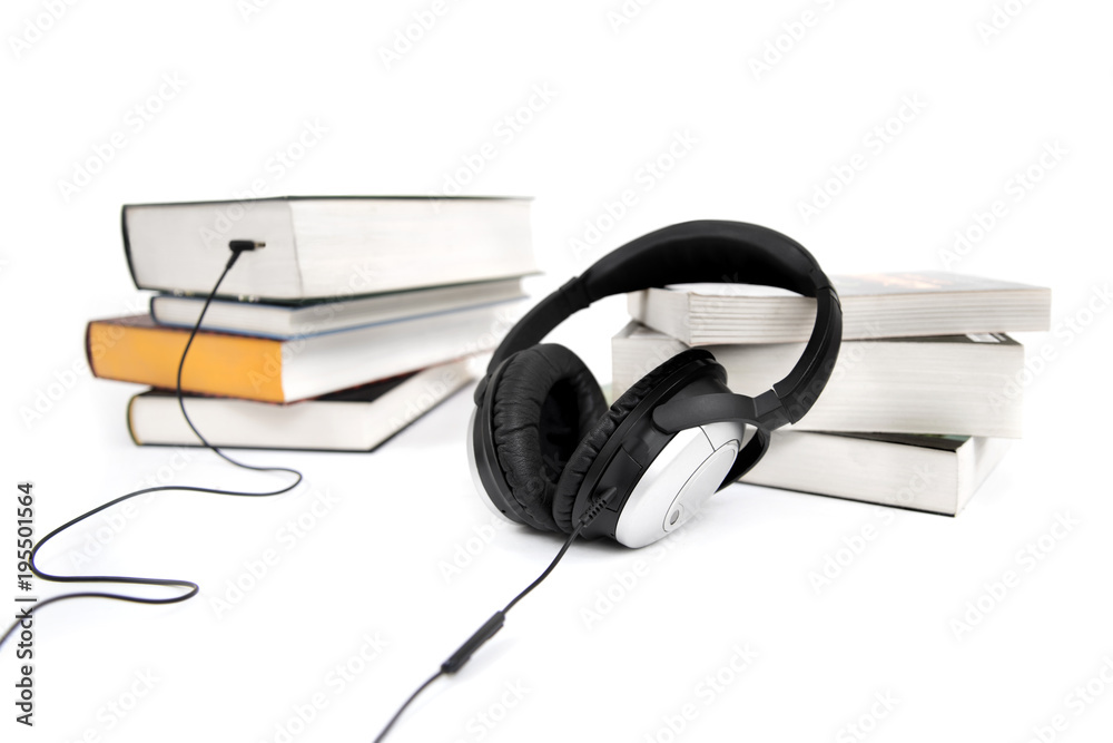 Obraz premium Audiobook - Hörbucher und Kopfhörer 