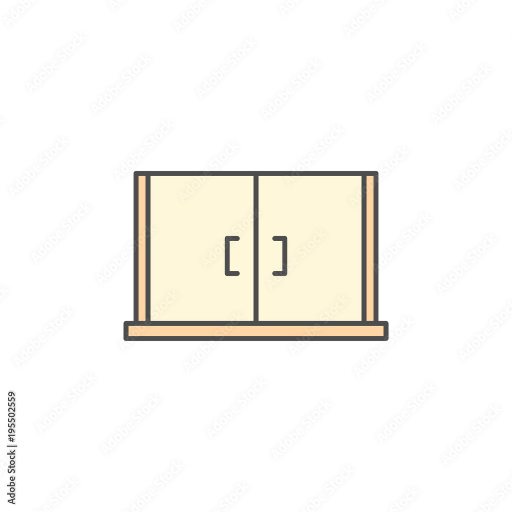 Kitchen appliances cupboard storage icon for cooking Illustration. Simple thin line style symbol. Kitchen appliances cupboard storage icon for cooking Illustration. Simple thin line style symbol.