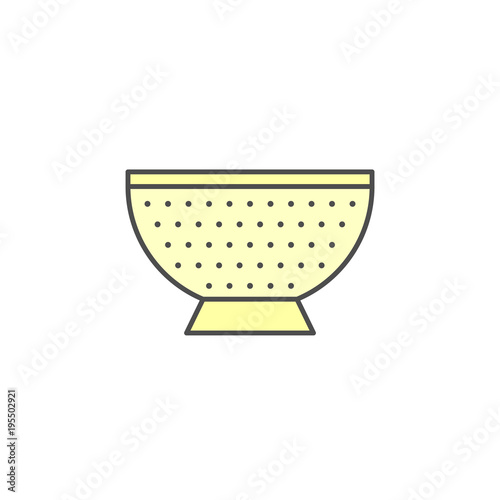 colander filter bowl icon. Kitchen appliances for cooking Illustration. Simple thin line style symbol.