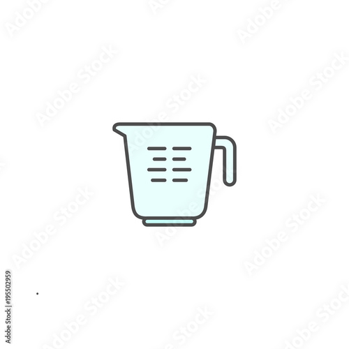 measuring water cup icon. Kitchen appliances for cooking Illustration. Simple thin line style symbol.